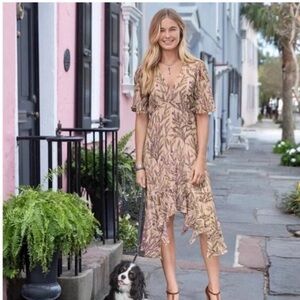 Sundance Lilac Springs Floral Chiffon Hi-Low Midi Dress Size: M